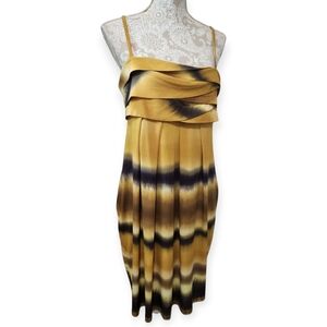 Essentials By ABS Yellow & Black Tie Dyed Pleated Sundress Size 12